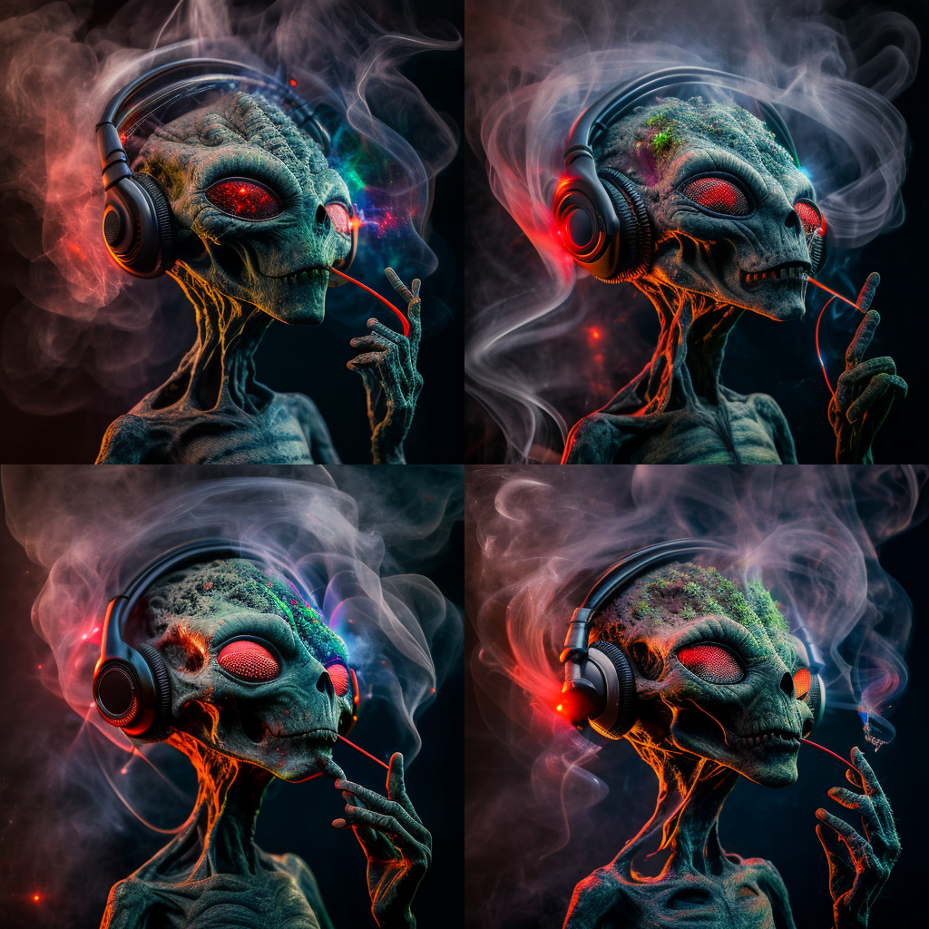 Smoking alien red - set of 4